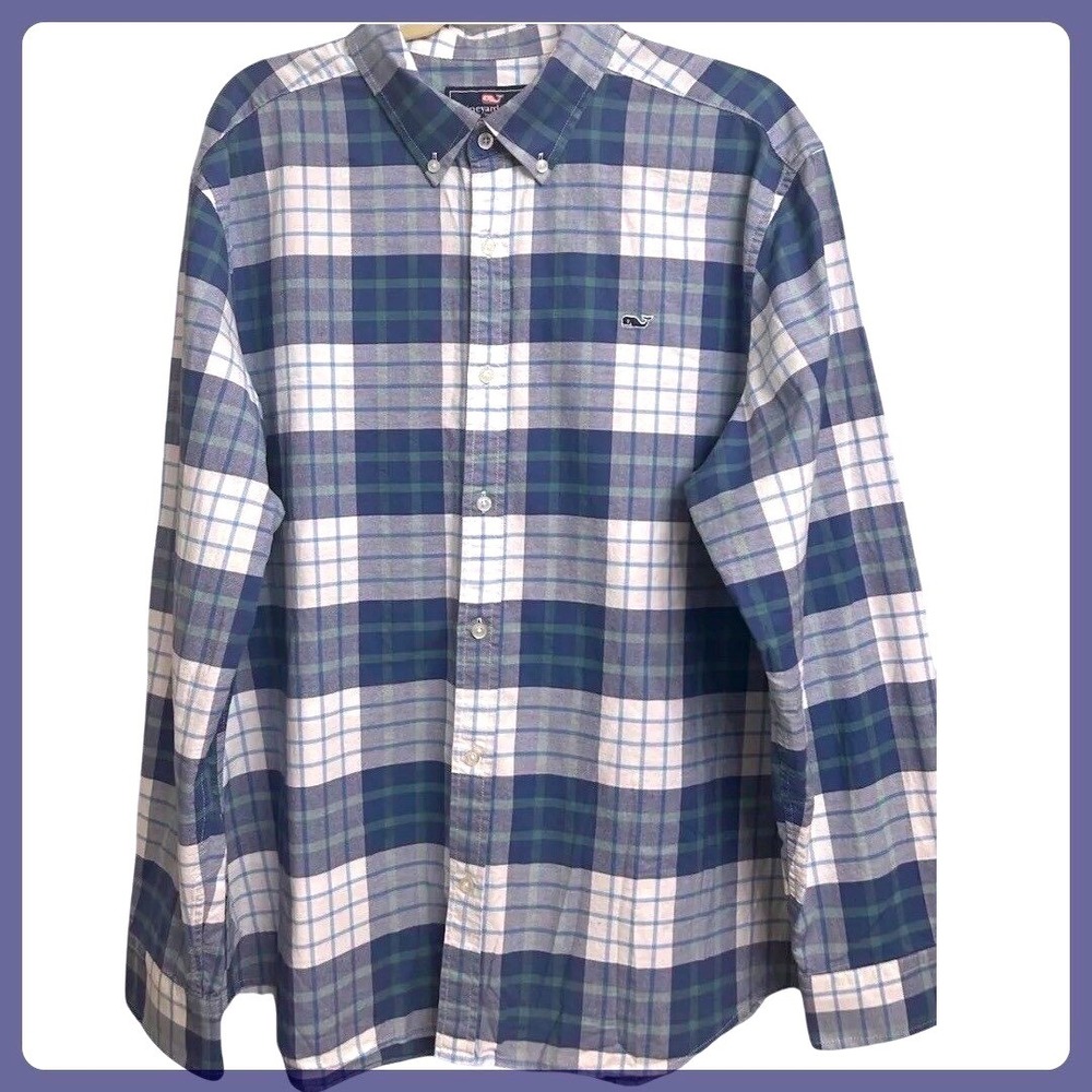 Vineyard Vines by Shep & Ian Men's 100% Cotton Shirt Sz. XL Blue Whale EUC